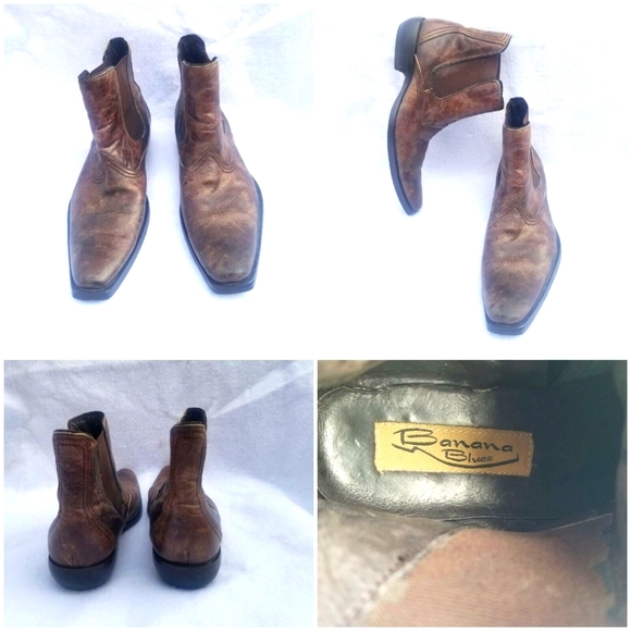 BANANA BLUES ANKLE BOOTS RUSTIC LEATHER MENS BROWN Size 9